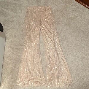 Altar’d State Gold Sequin Flare Pants